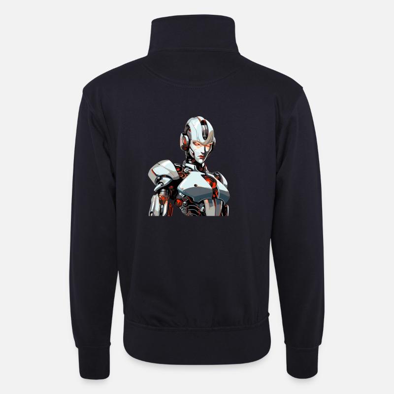 Futuristic Warrior - Unisex Pullover mit Zip-Kragen - Dunkelnavy