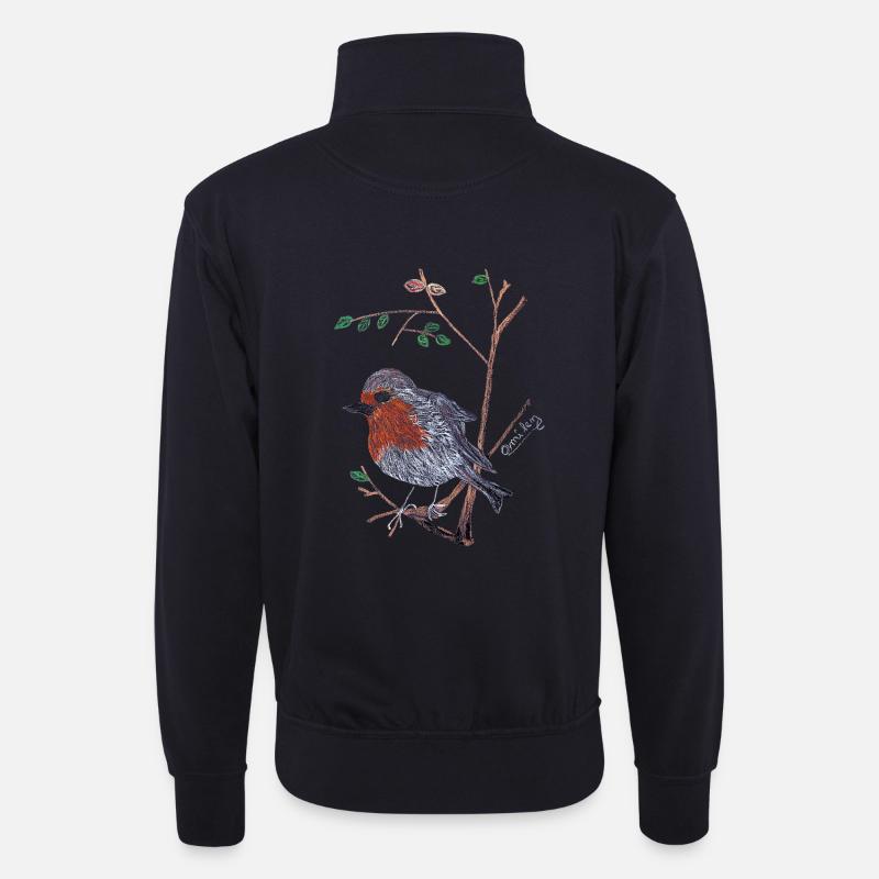 Ein charismatischer Robin - Unisex Pullover mit Zip-Kragen - Dunkelnavy