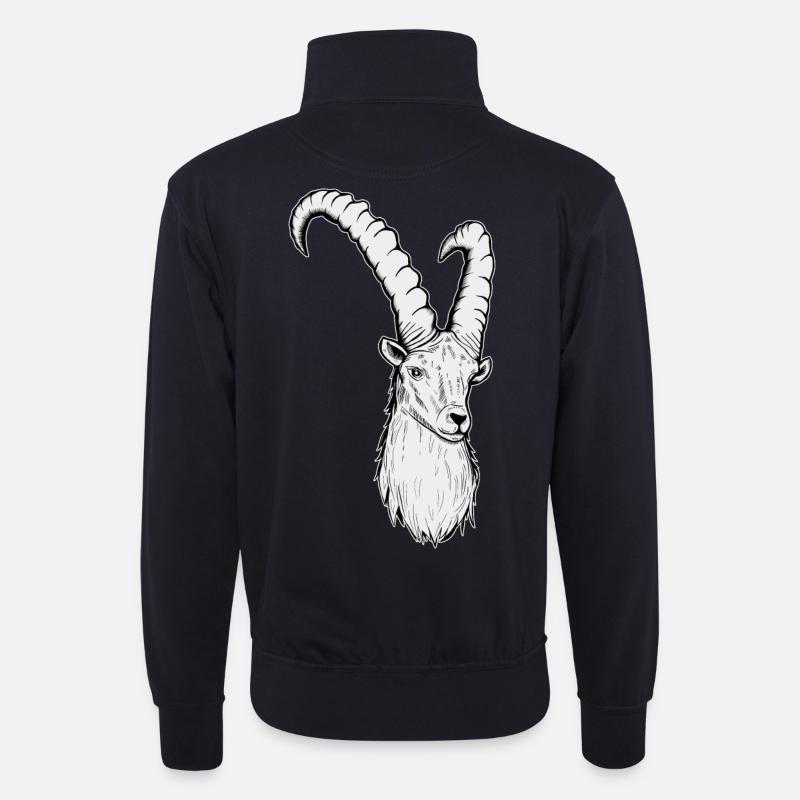 Steinbock Sternzeichen - Unisex Pullover mit Zip-Kragen - Dunkelnavy