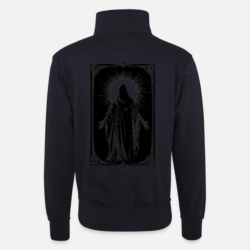 Heilige Figur in Silhouette - Unisex Pullover mit Zip-Kragen - Dunkelnavy