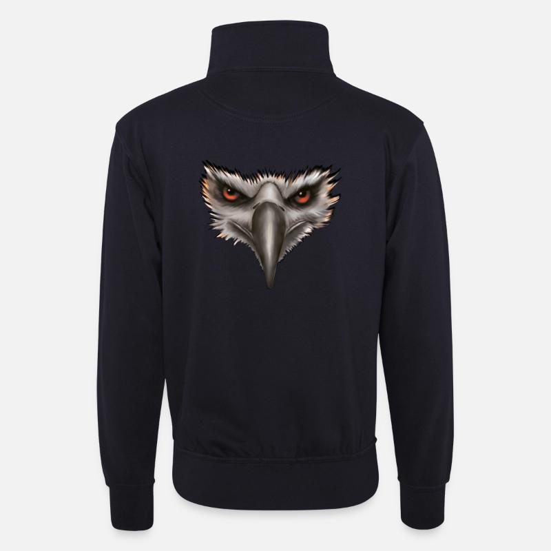 Eagle Eagle Head Gift - Unisex sweater with zip collar - dark navy