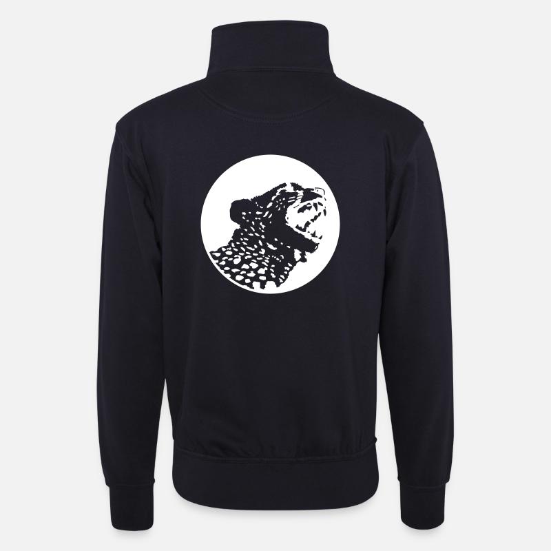 Leopard (1c) - Unisex Pullover mit Zip-Kragen - Dunkelnavy