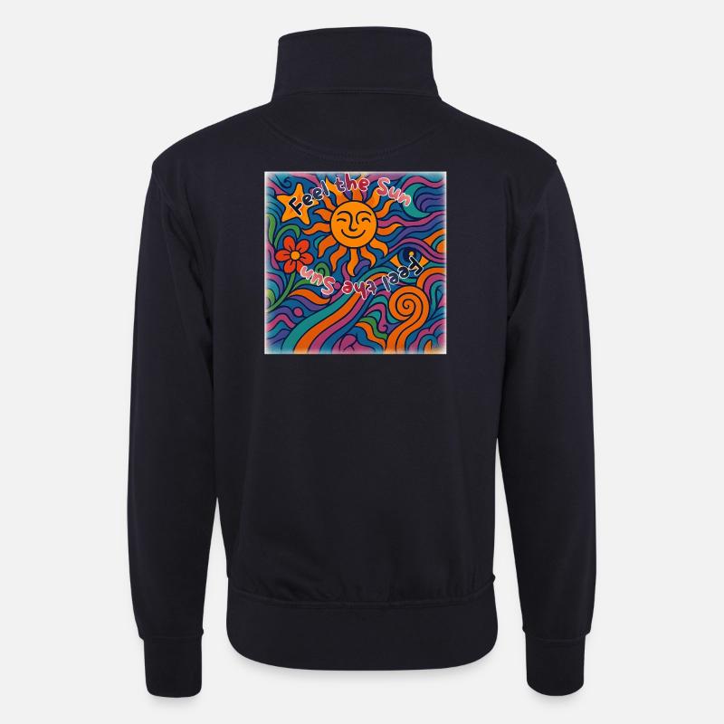 Feel the Sun - Sommer Design - Unisex Pullover mit Zip-Kragen - Dunkelnavy