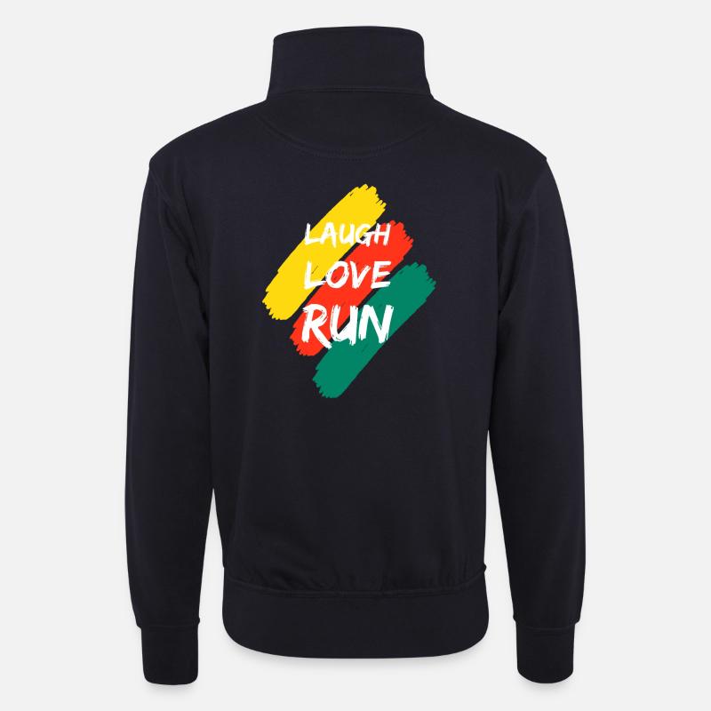 Laugh Love Run - Unisex Pullover mit Zip-Kragen - Dunkelnavy