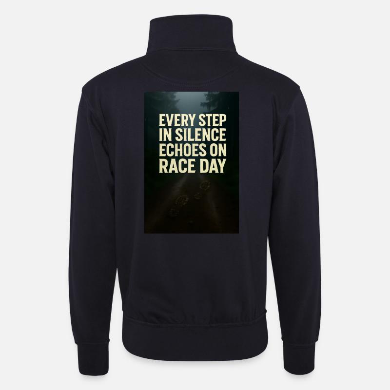 Step_in_Silence - Unisex Pullover mit Zip-Kragen - Dunkelnavy
