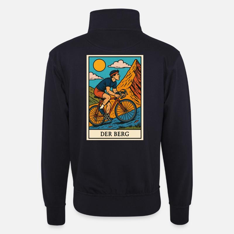 Radfahrer illustration - Unisex Pullover mit Zip-Kragen - Dunkelnavy