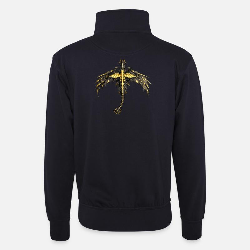 Fourth Wing Dragons - Unisex Pullover mit Zip-Kragen - Dunkelnavy