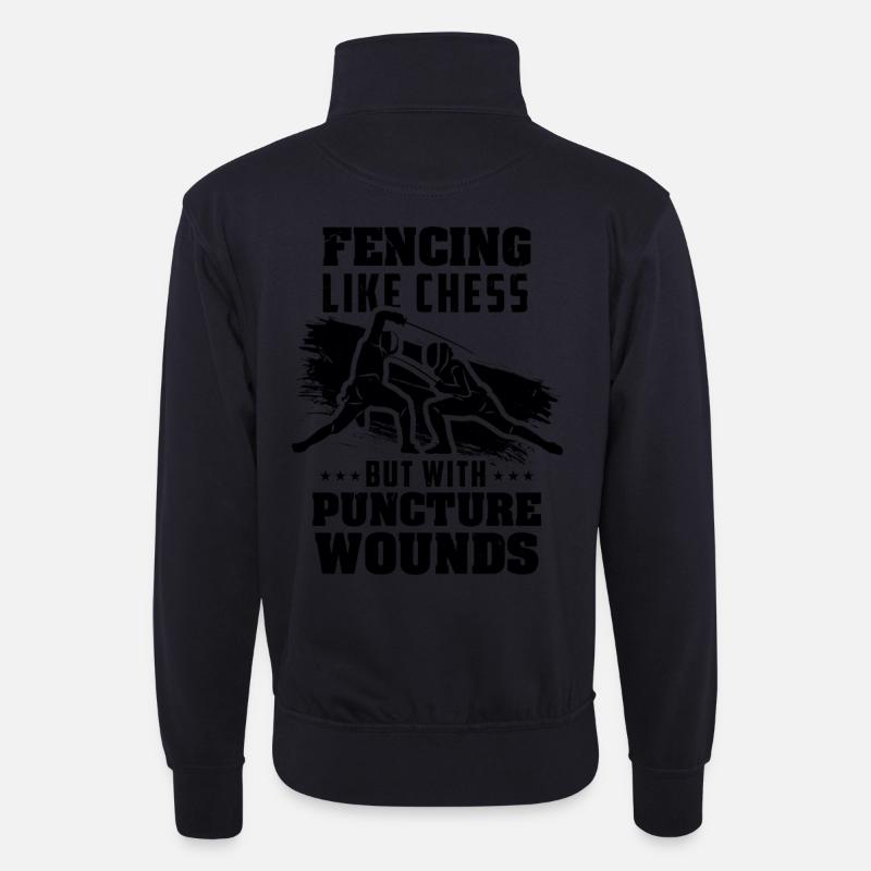 Fechten - Unisex Pullover mit Zip-Kragen - Dunkelnavy