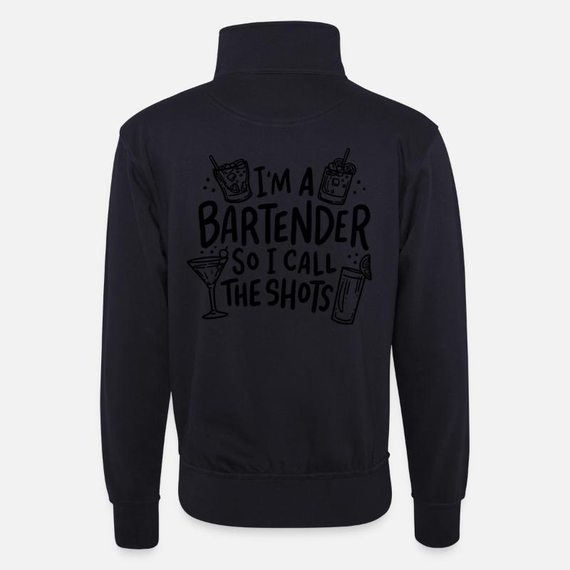 Barkeeper Kellner Drinks - Unisex Pullover mit Zip-Kragen - Dunkelnavy