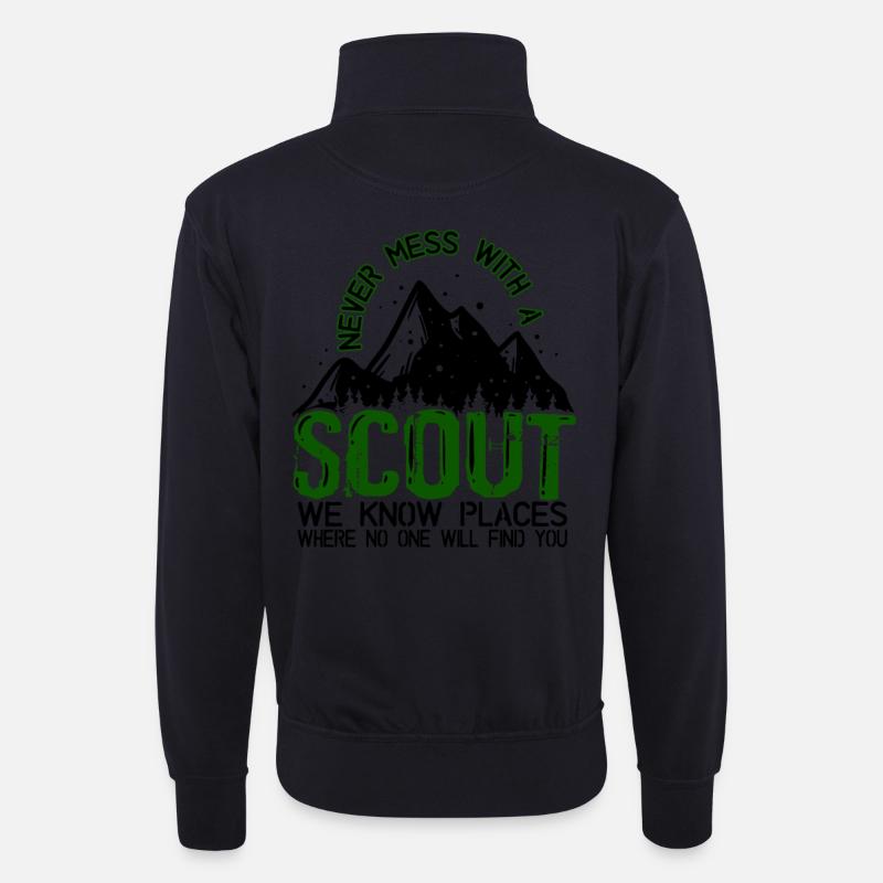Pfadfinder Berge Camping - Unisex Pullover mit Zip-Kragen - Dunkelnavy
