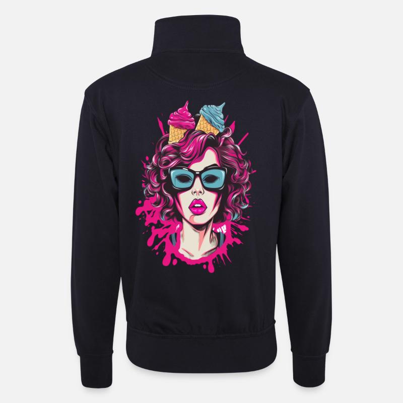 Lebendige Pop-Art Comics Schwester - Unisex Pullover mit Zip-Kragen - Dunkelnavy