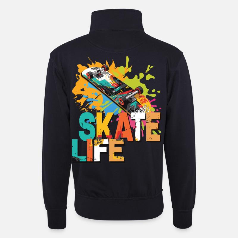 Skateboard - Unisex Pullover mit Zip-Kragen - Dunkelnavy