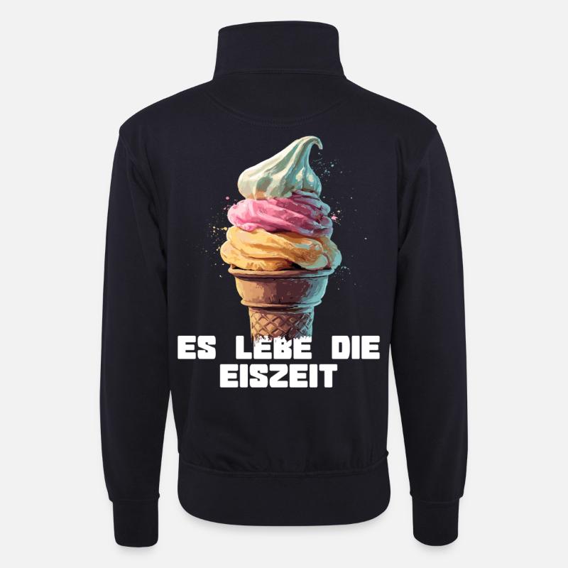 Es lebe die Eiszeit - Waffel - Unisex Pullover mit Zip-Kragen - Dunkelnavy