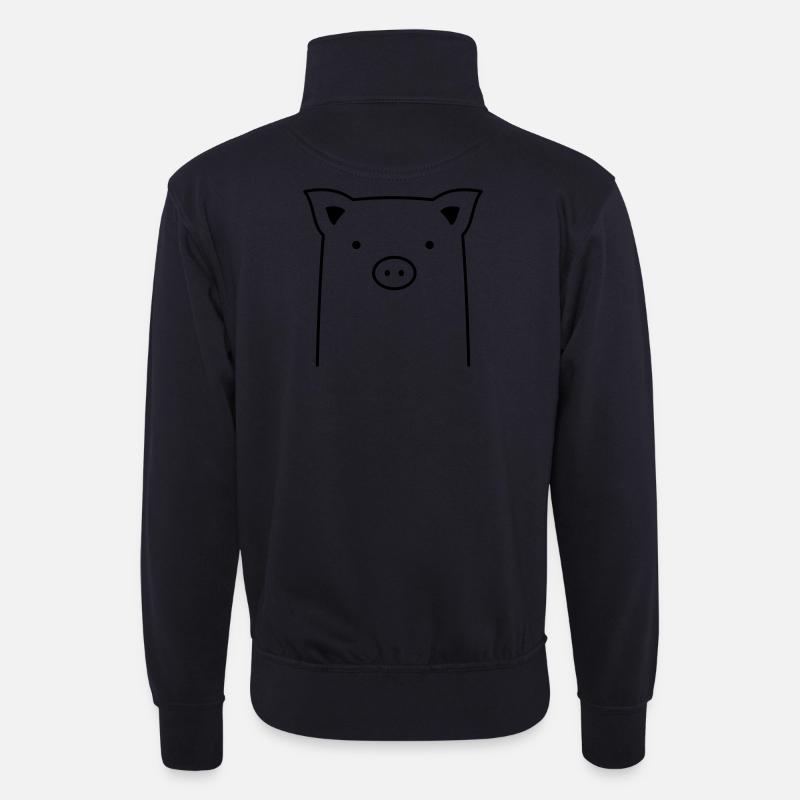 Schweinchen Schwein Ferkel Geschenk - Unisex Pullover mit Zip-Kragen - Dunkelnavy