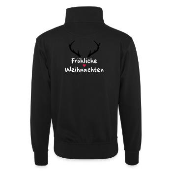 Fröhliche Weihnachten Fest der Liebe Herz Geweih - Unisex Pullover mit Zip-Kragen - Schwarz - Hinten