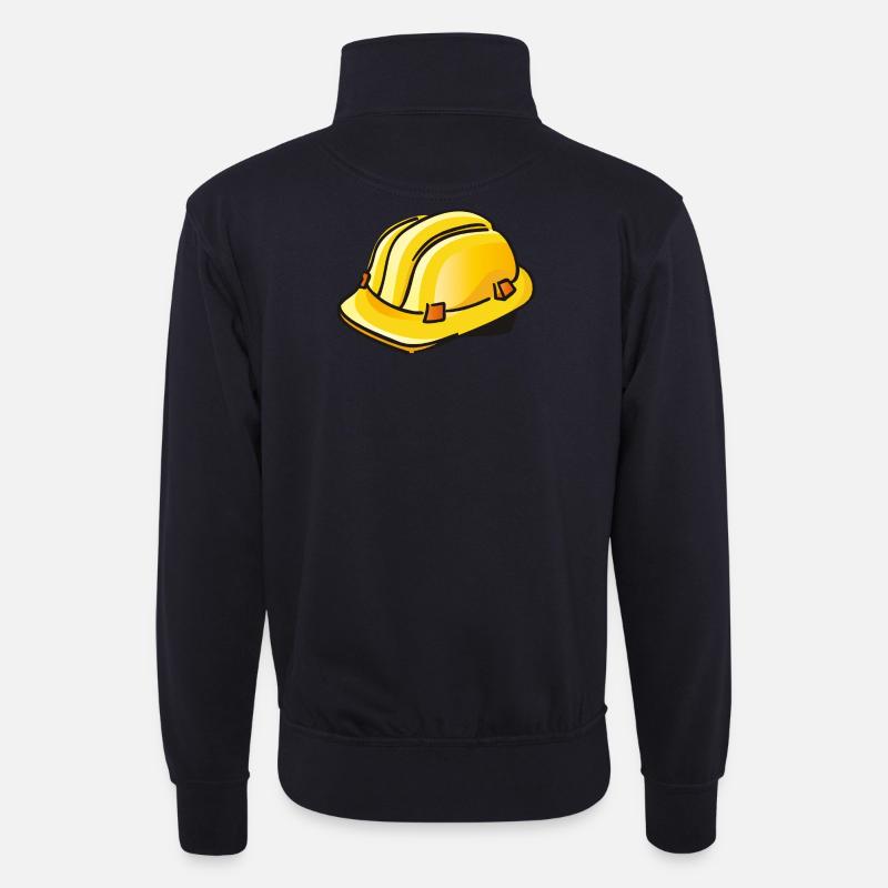gelber Bauhelm | hard hat - Unisex Pullover mit Zip-Kragen - Dunkelnavy