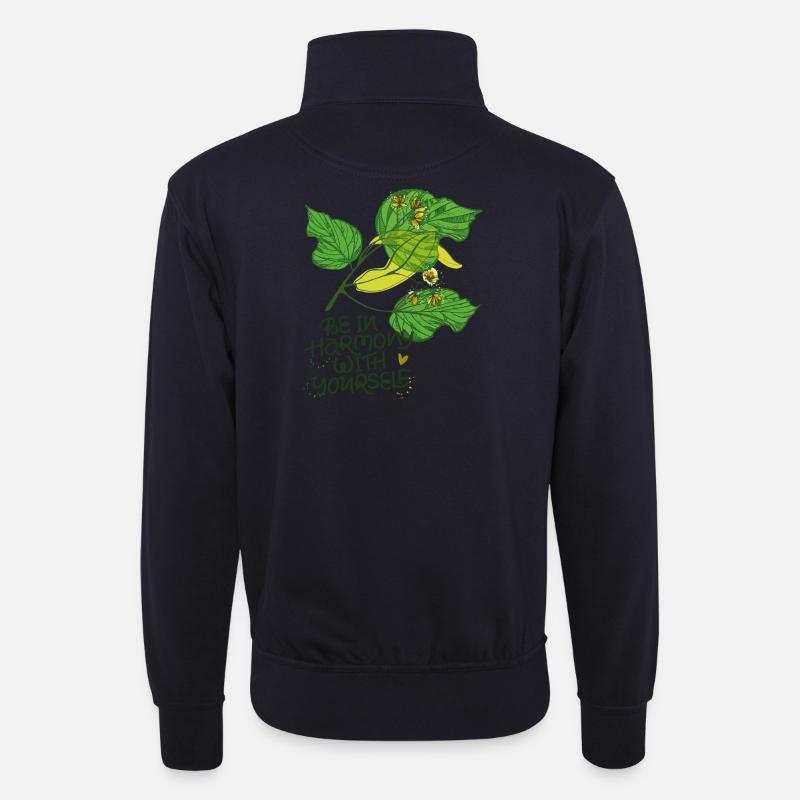 Harmonie, Natur - Unisex Pullover mit Zip-Kragen - Dunkelnavy