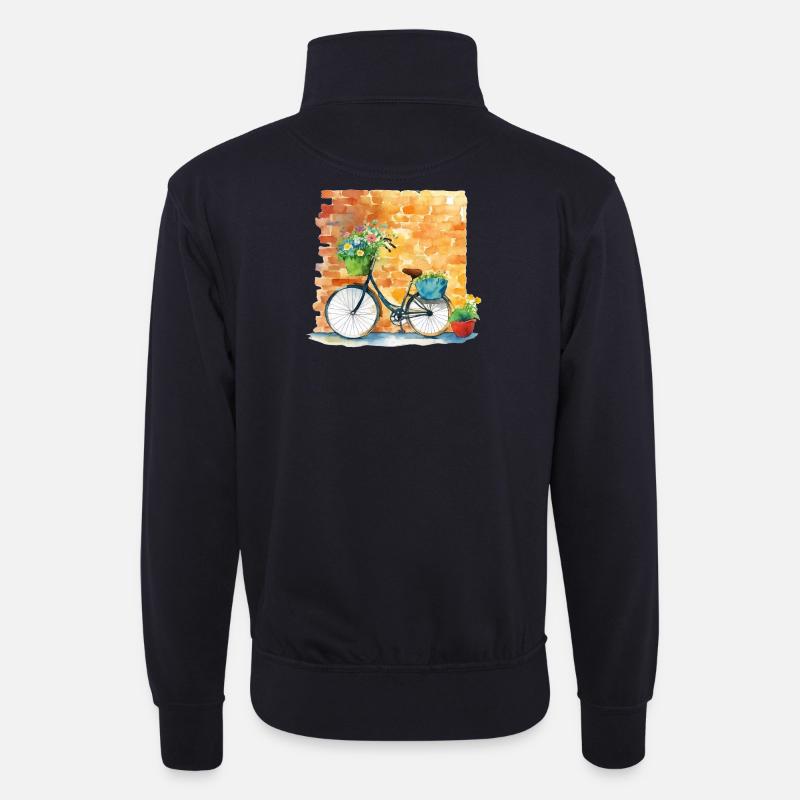 Fahrrad - Unisex Pullover mit Zip-Kragen - Dunkelnavy