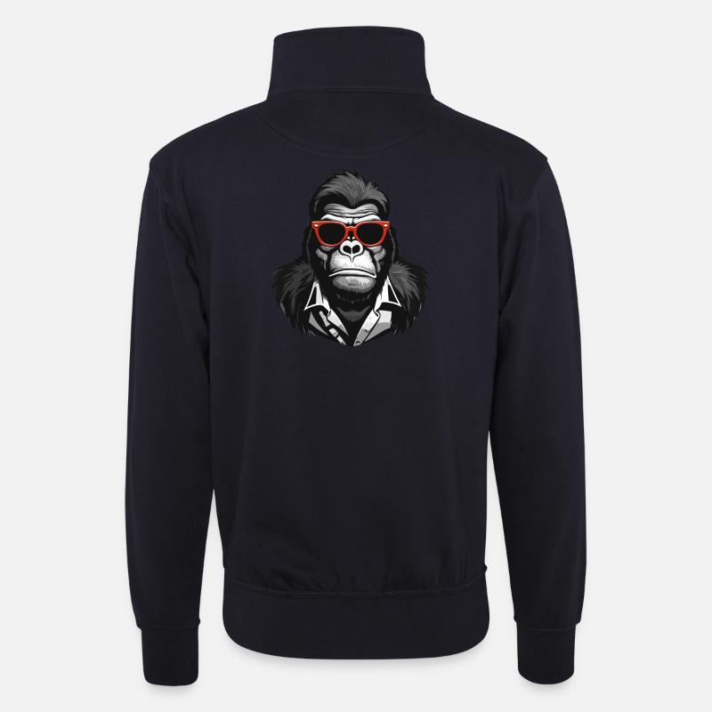 Gorilla, Affe, Primat - Unisex Pullover mit Zip-Kragen - Dunkelnavy