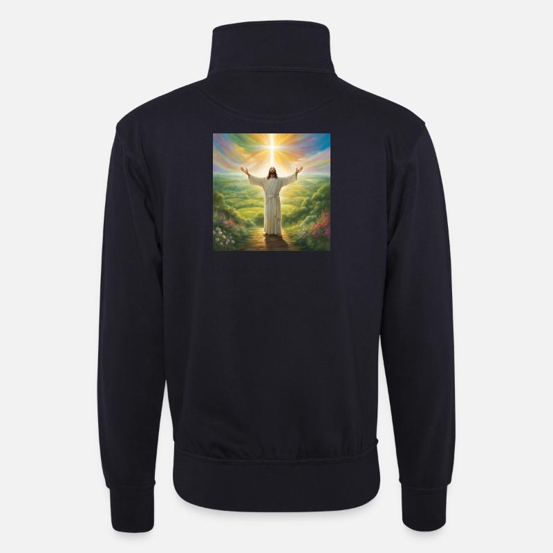 Jesus, katholischer Jesus Christus - Unisex Pullover mit Zip-Kragen - Dunkelnavy