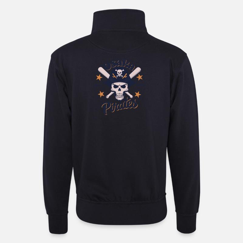 Osaka Pirates Baseball Team - Unisex Pullover mit Zip-Kragen - Dunkelnavy