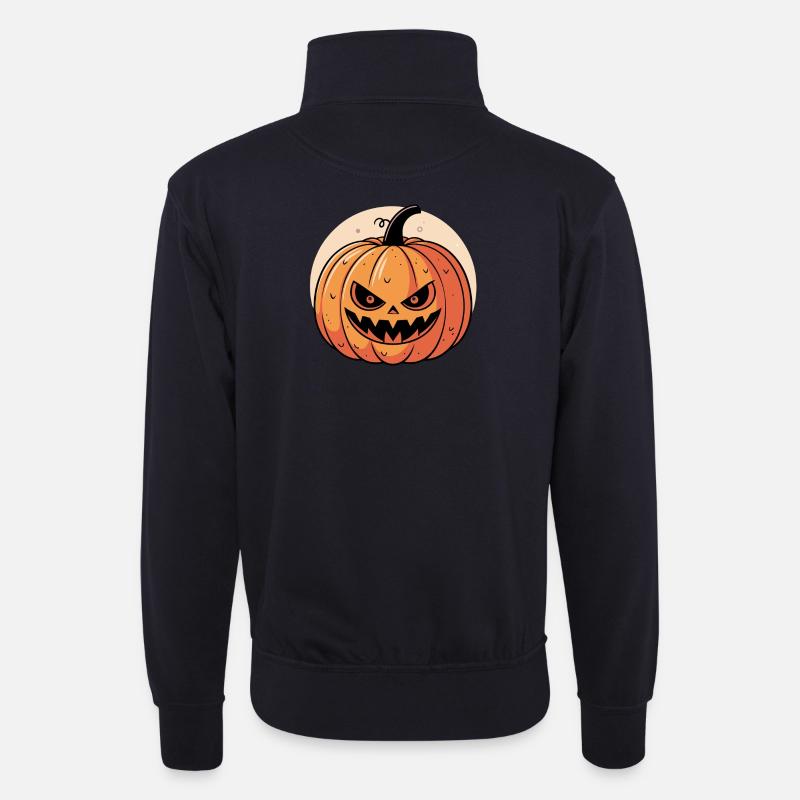 Maskierter Kürbis mit bedrohlichem Blick - Unisex Pullover mit Zip-Kragen - Dunkelnavy