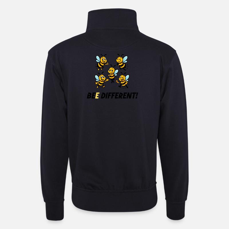 BEE DIFFERENT! - Unisex Pullover mit Zip-Kragen - Dunkelnavy