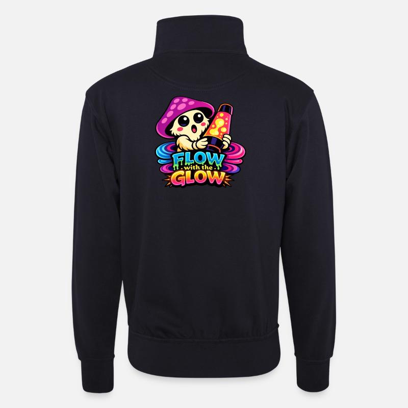 Pilz Lava Lampe Flow - Unisex Pullover mit Zip-Kragen - Dunkelnavy
