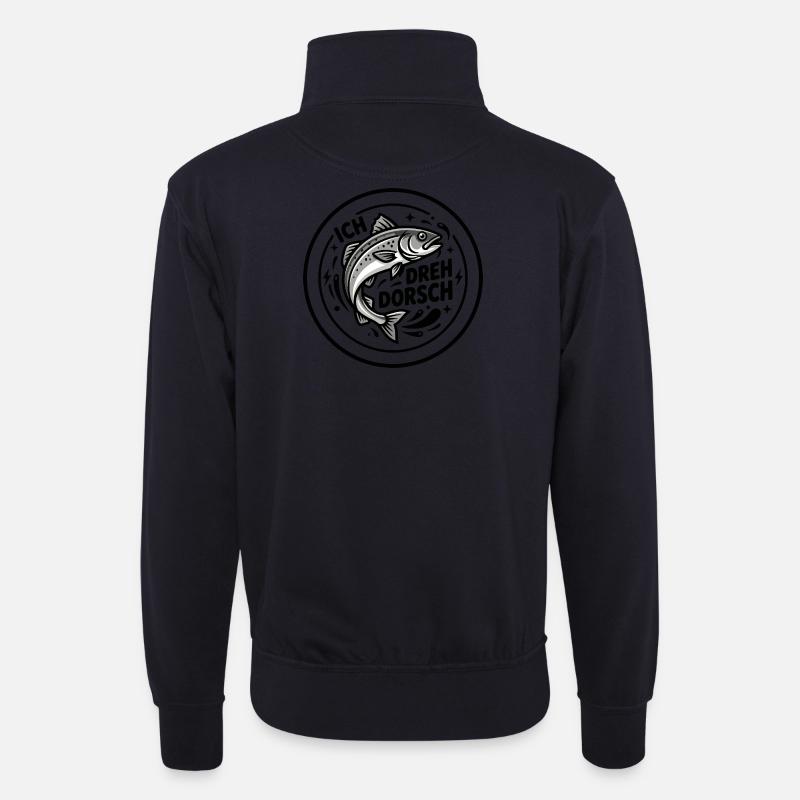 Ich dreh Dorsch - Unisex Pullover mit Zip-Kragen - Dunkelnavy
