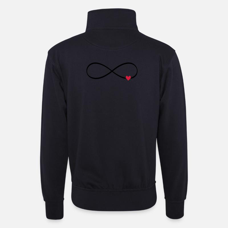 Herz unendlichkeit Zeichen Symbol Geschenk - Unisex Pullover mit Zip-Kragen - Dunkelnavy