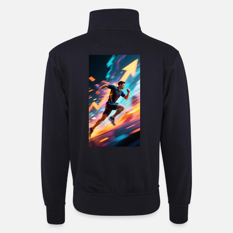 Bleiben Sie in Bewegung - Unisex Pullover mit Zip-Kragen - Dunkelnavy