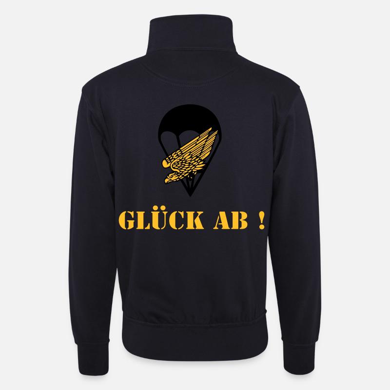 Glück ab Fallschirmjäger - Unisex Pullover mit Zip-Kragen - Dunkelnavy
