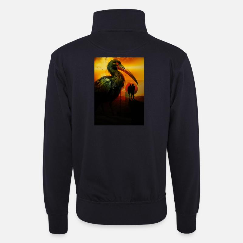 Vogel - Unisex Pullover mit Zip-Kragen - Dunkelnavy