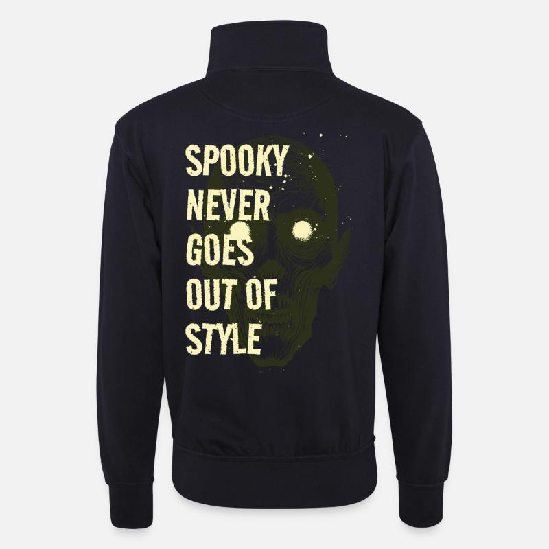 L’effrayant ne se démode jamais - Sweat col montant zippé unisexe - bleu marine foncé