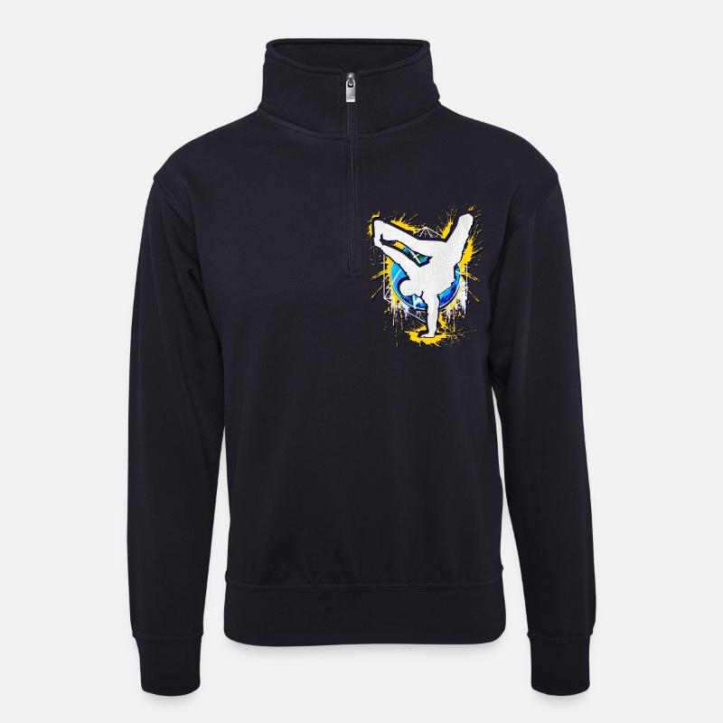 Breakdance Breakdancer Breakdancing BBoy - Unisex Pullover mit Zip-Kragen - Dunkelnavy