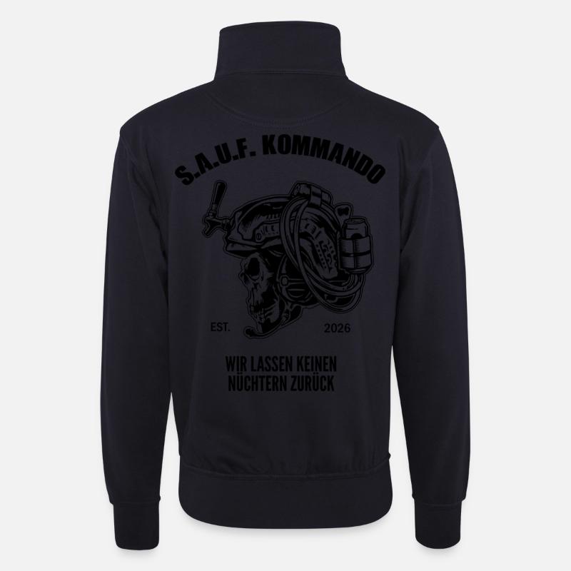 Sauf Kommando | Black | Tactical Beer Skull - Unisex Pullover mit Zip-Kragen - Dunkelnavy