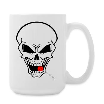 Rebel Skull with Red Lollipop - Large Mug 440 ml - white - Right