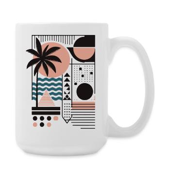 Motif minimaliste de coucher de soleil et de palmier - Grande tasse 440 ml - blanc - Droite