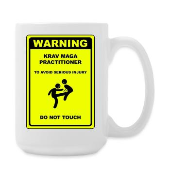 Warning! Krav Maga practitioner! - Large Mug 440 ml - white - Right