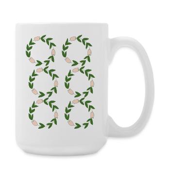 Blumenmuster in Gräser-Form - Große Tasse 440 ml - Weiß - Rechts