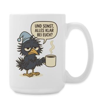 Mürrischer Rabenvogel mit Kaffeetasse - Grande tasse 440 ml - blanc - Droite