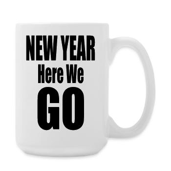 New Year Here We Go Bold Typography Design - Große Tasse 440 ml - Weiß - Rechts
