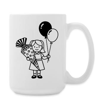 Einschulung Mädchen mit Schultüte - Große Tasse 440 ml - Weiß - Rechts