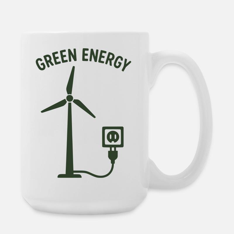 Grüne Energie Windkraft Steckdose - Große Tasse 440 ml - Weiß
