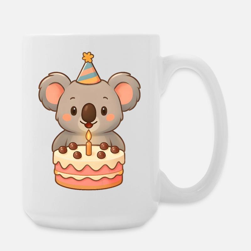 Kleiner Koala mit Geburtstagstorte - Große Tasse 440 ml - Weiß