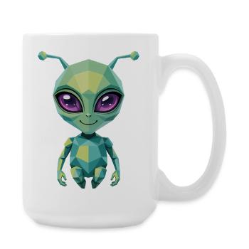 Alien - Cooles Low-Poly-Logo - Große Tasse 440 ml - Weiß - Rechts
