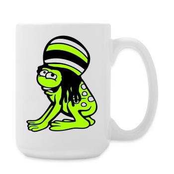 grenouille Reggae musique Rasta cheveux chapeau Jamaïque Fun - Grande tasse 440 ml - blanc - Droite