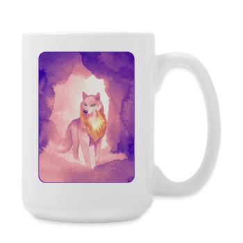 Loup blanc à l’aquarelle 2 (violet) - Grande tasse 440 ml - blanc - Droite