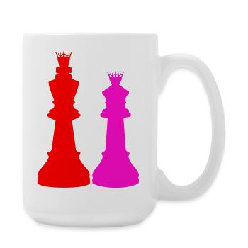 Doppelte Schachqueen Silhouetten - Große Tasse 440 ml - Weiß - Rechts