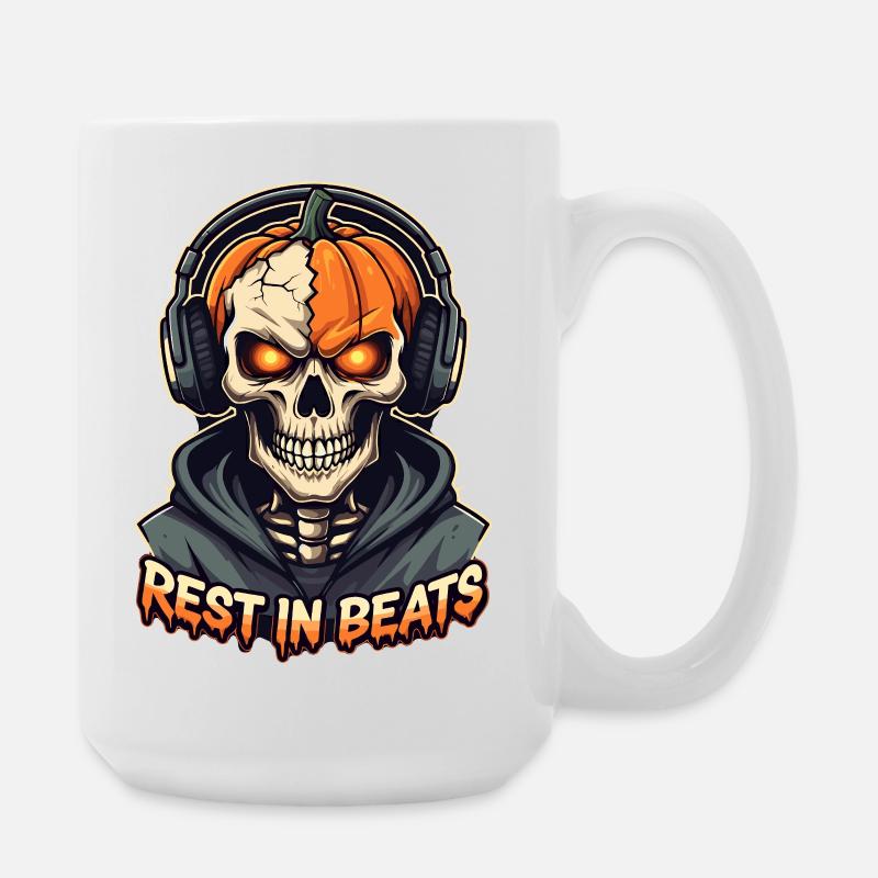 Rest in Beats Skull Kapuzenpullover - Große Tasse 440 ml - Weiß